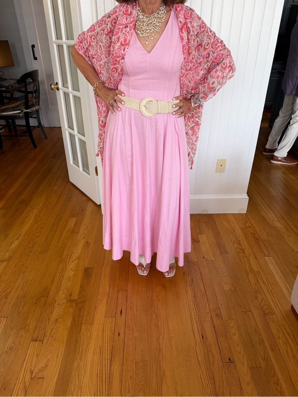 Pink Floral Tassel Scarf/Wrap